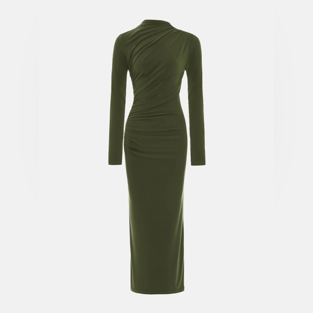 Draped, gathered midi dress